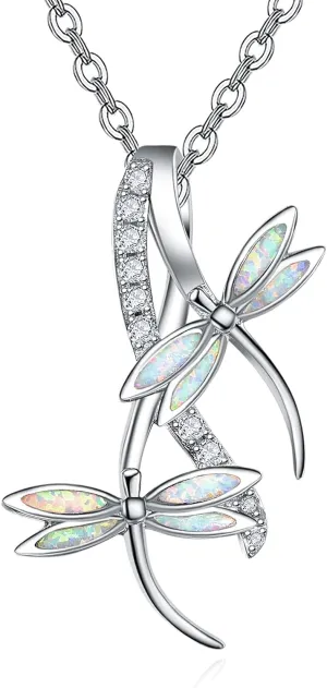 PRAYMOS Graduation Gifts 925 Sterling Silver Dragonfly Necklace for Women Dreamy Dragon fly Pendant Dragonfly Jewelry Birthday Gifts 18 2" Adjustable Chain