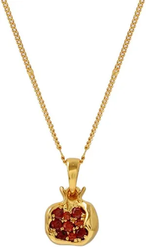 Premium Cubic Zirconia Inlay Red Pomegranate Pendant 18k Gold Plated Stainless Steel Necklaces for Women