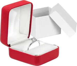 Prestige & Fancy Elegant PU Leather Ring Box - for your Wedding ring- Engagement ring, jewelry gift box for all rings, girls Ring gift box, (Red), MC580R