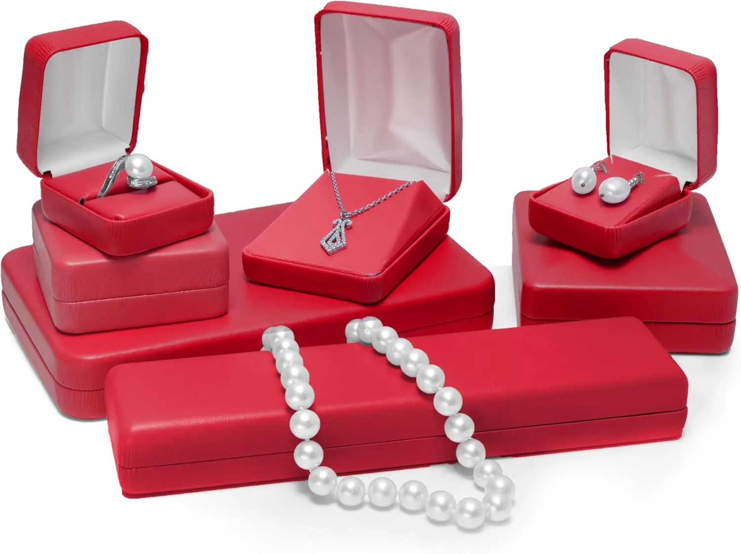 Prestige & Fancy Elegant PU Leather Ring Box - for your Wedding ring- Engagement ring, jewelry gift box for all rings, girls Ring gift box, (Red), MC580R