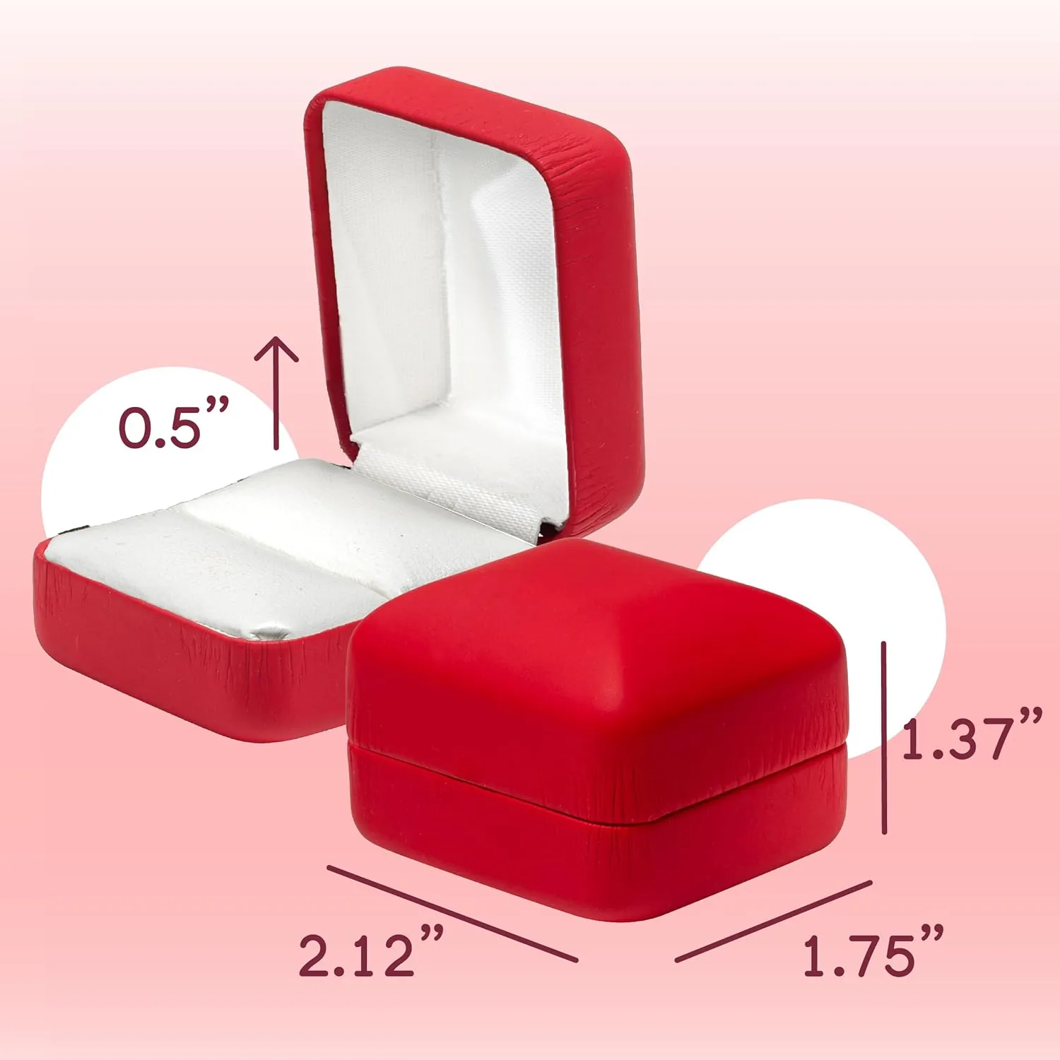 Prestige & Fancy Elegant PU Leather Ring Box - for your Wedding ring- Engagement ring, jewelry gift box for all rings, girls Ring gift box, (Red), MC580R