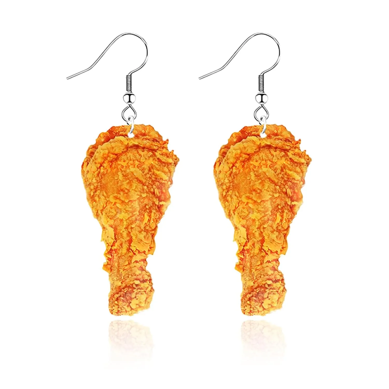 Pretzel Earrings for Women Girls Handmade Sweet Freshly Resin Lightweight Baked Dessert Bread Pretzel Food Dangle Drop Earrings Novelty Jewelry Gifts (Fried Chicken)