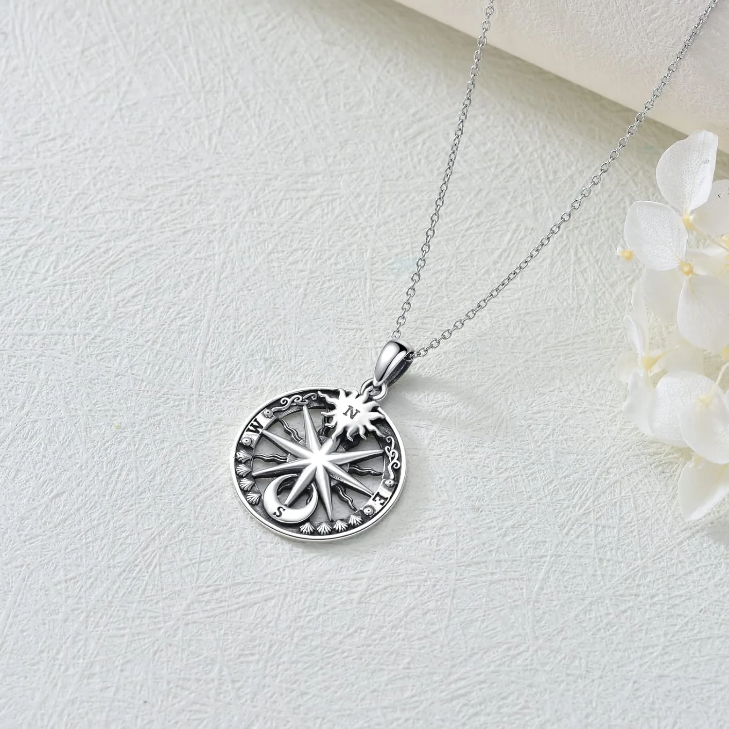 PROESS I'd be Lost without You Compass Necklace for Women Sterling Silver 2023 Inspirational Graduation Nautical Compass Jewelry Gifts for Couple Men