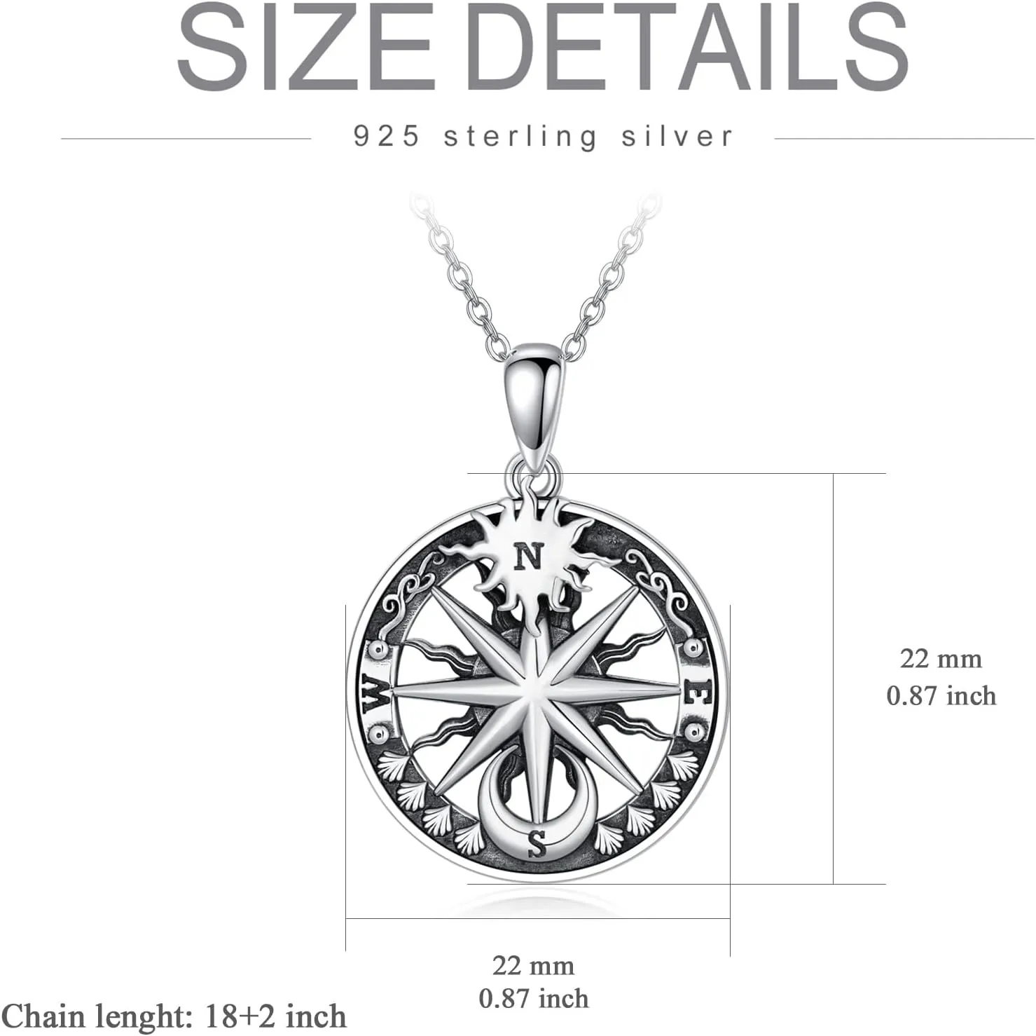 PROESS I'd be Lost without You Compass Necklace for Women Sterling Silver 2023 Inspirational Graduation Nautical Compass Jewelry Gifts for Couple Men