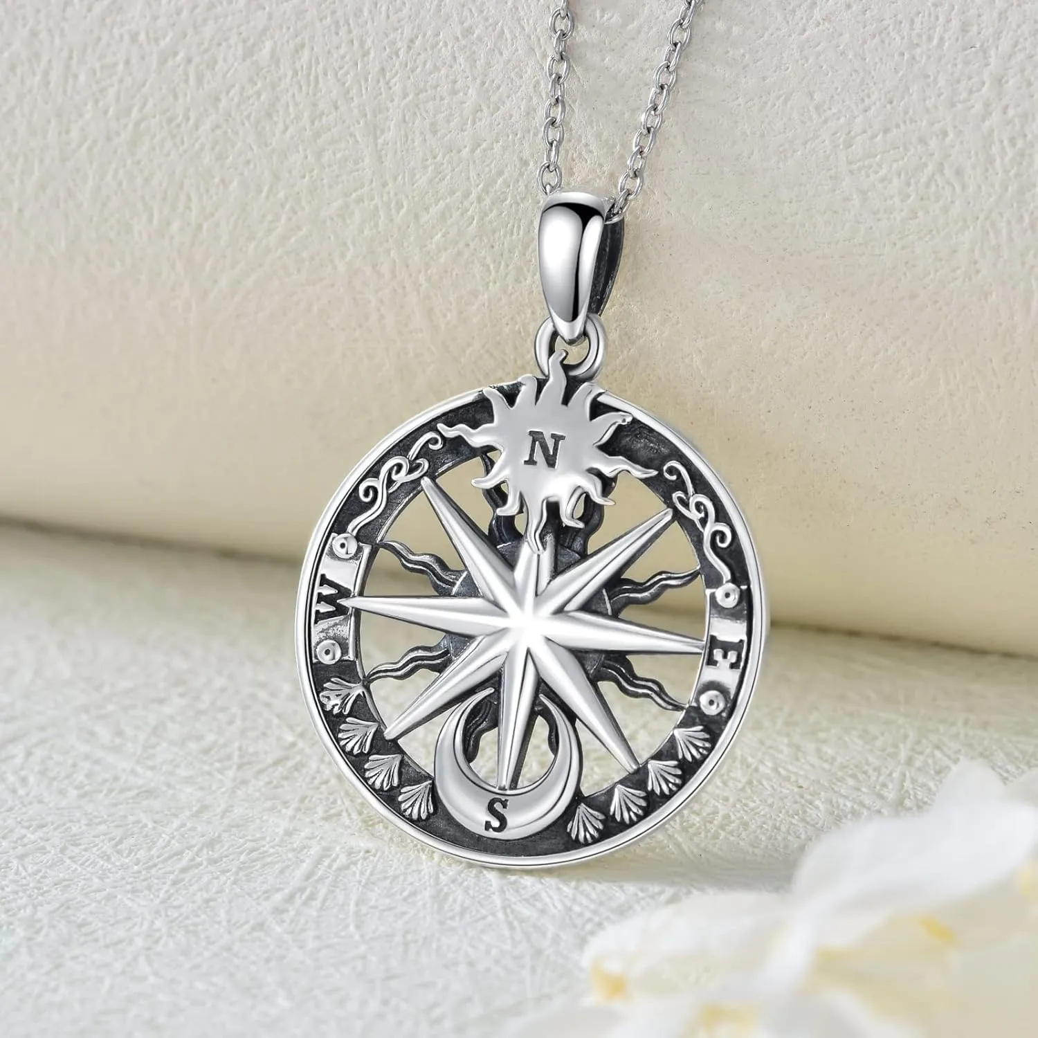 PROESS I'd be Lost without You Compass Necklace for Women Sterling Silver 2023 Inspirational Graduation Nautical Compass Jewelry Gifts for Couple Men
