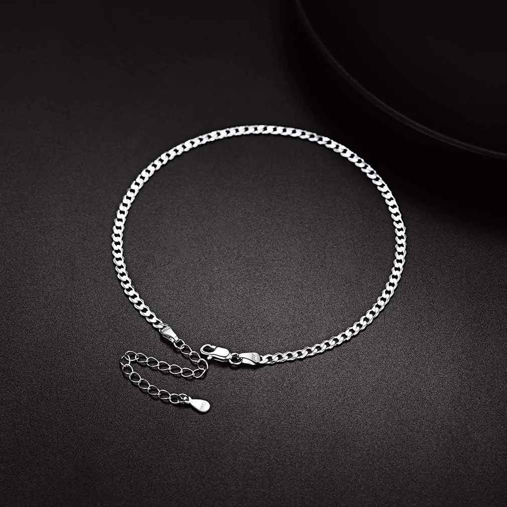 PROSILVER 925 Sterling Silver Ankle Bracelets For Women, Stylish Chain Anklets, Summer Beach Jewelry, 8.6-10.6 Inch Adjustable, Come with Box