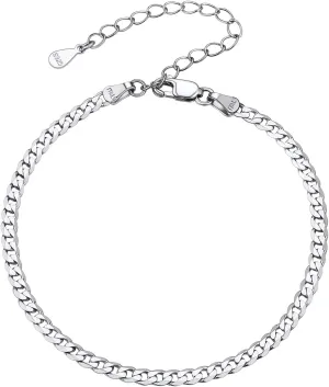 PROSILVER 925 Sterling Silver Ankle Bracelets For Women, Stylish Chain Anklets, Summer Beach Jewelry, 8.6-10.6 Inch Adjustable, Come with Box