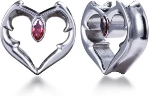 PUNKYOUTH 2PCS Ear Gauges Double Flared Plugs Sweet Cool Ear Stretcher Expander Heart Shape Gauge Earrings For Women Cute Piercings 0g-1"