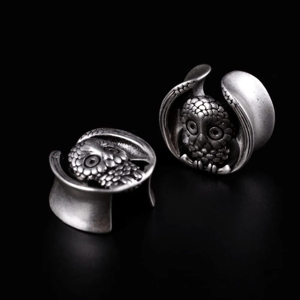 PUNKYOUTH 2PCS Saddle Plugs Tunnels Opening Ear Gauges Retro Brass Ear Stretcher Expander Earrings Hangers Body Piercing Jewelry 8mm-25mm