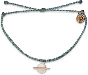 Pura Vida Bracelet White Opal Silver Saturn Charm Bracelet - Adjustable with Waterproof Band, String Bracelet for Women - Stackable Bracelets, Handmade Braceletss - Smoke Blue