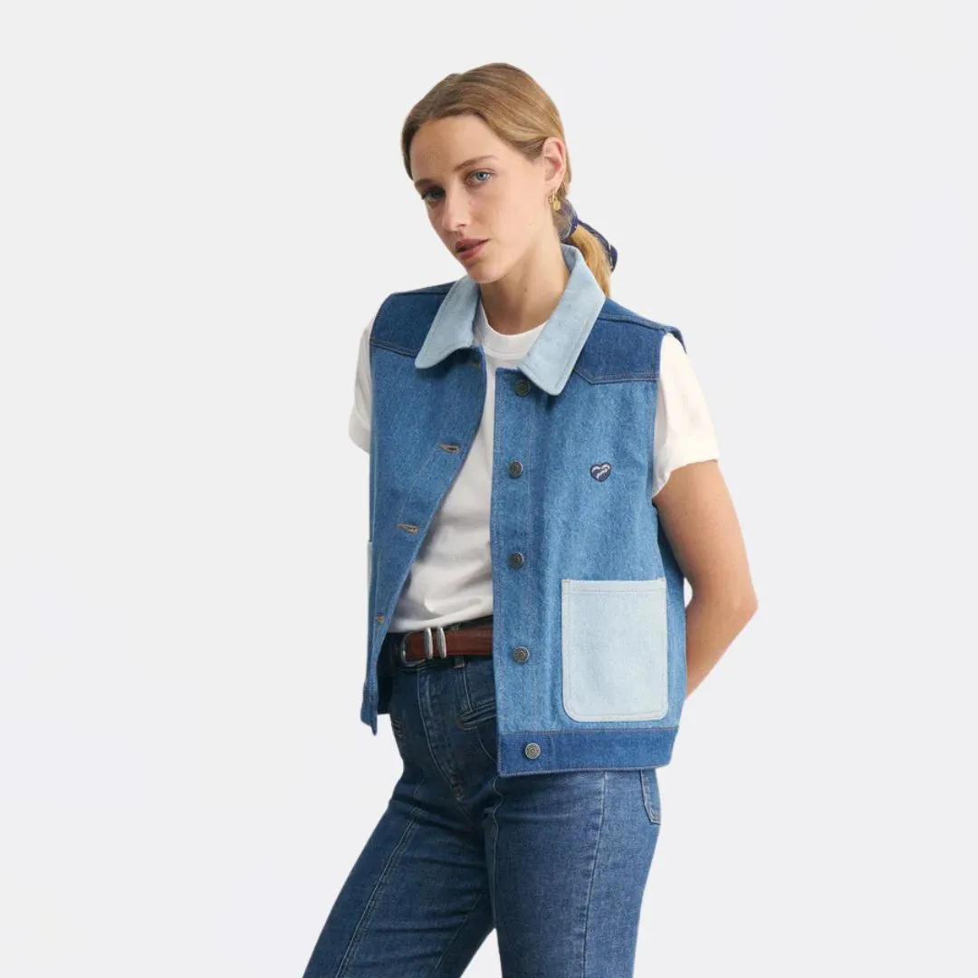 "Patch Coeur" Duca Patchwork Denim Jacket (Denim Patchwork)