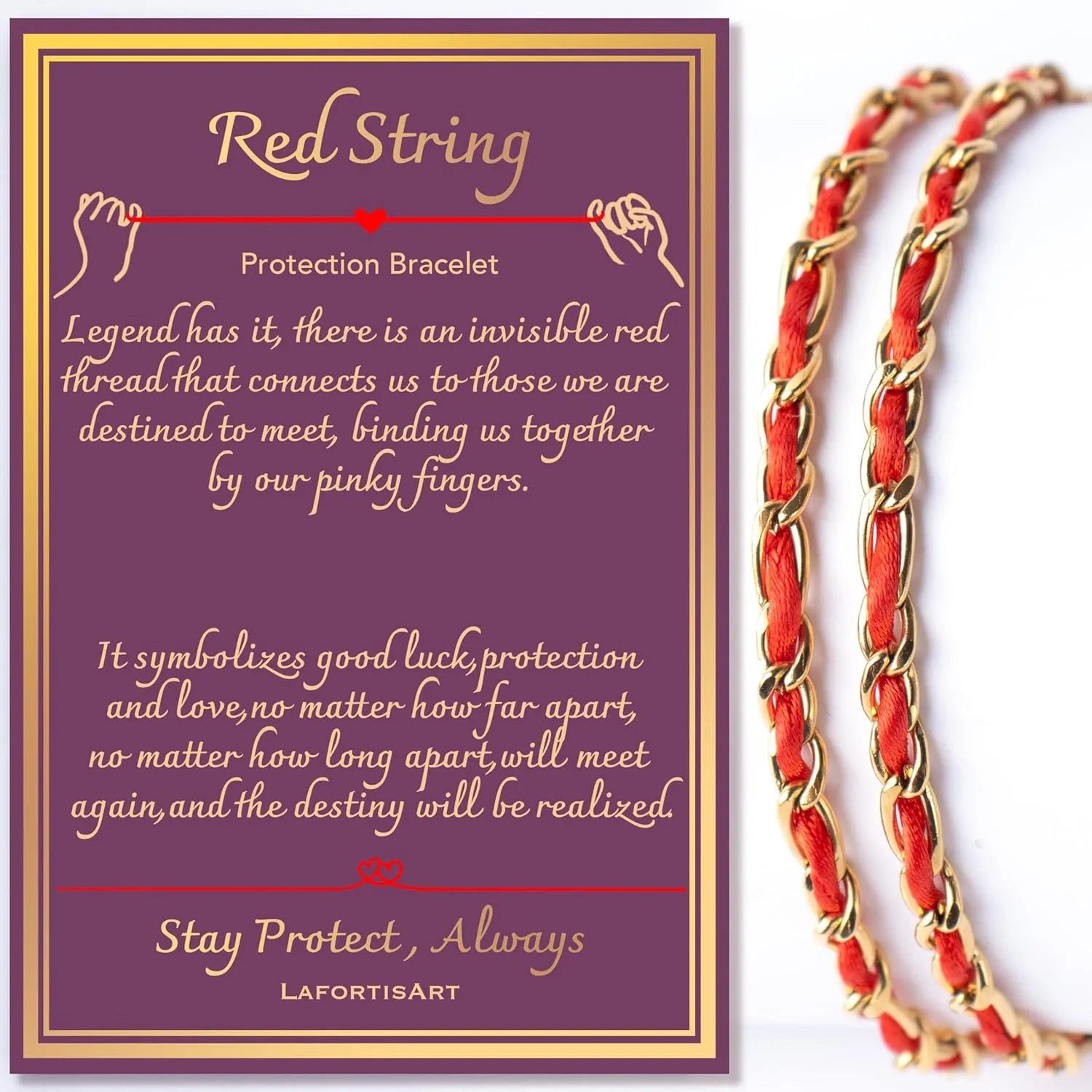 Red String Protection Bracelet, Gold Chain Red String Matching Bracelets for Couple, Friends Matching Bracelets (a. Set of 2 Red)