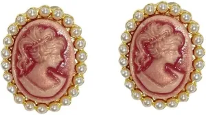 Retro Cameo Stud Earrings for Women Faux Pearl Victorian Lady Dangle Drop Studs Earring Elegant Jewelry Gifts Birthday