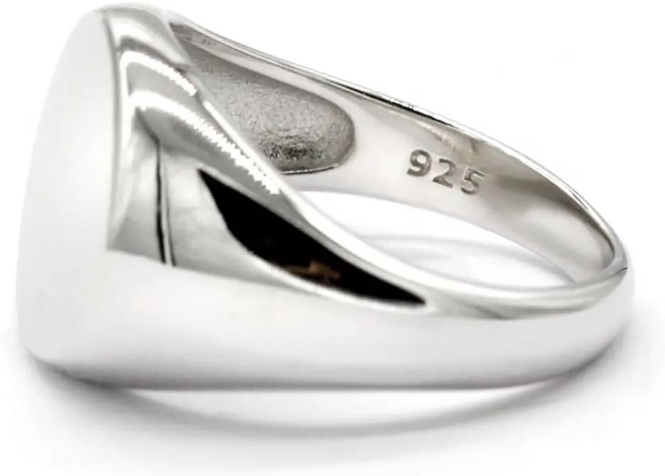 Ring Men's and Women's Solid Sterling Silver Ring, 13 * 13mm Closed Ring Men's Exquisite Jewelry Ideal Gift for Fathers and Boyfriends,