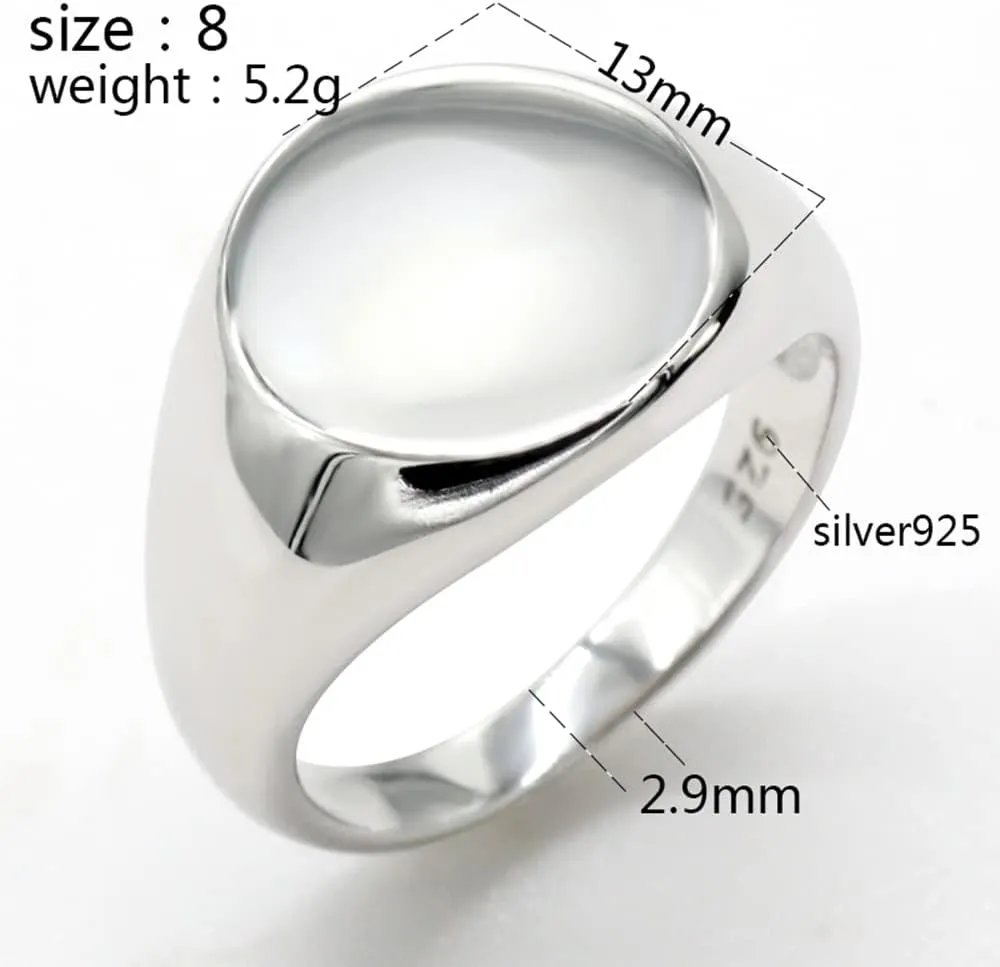 Ring Men's and Women's Solid Sterling Silver Ring, 13 * 13mm Closed Ring Men's Exquisite Jewelry Ideal Gift for Fathers and Boyfriends,
