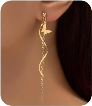 Ritach Silver Dangle Earrings for Women Long Silver Threader Prom Earrings Sparkly Dangle Drop Cubic Zirconia Jewelry for Gifts