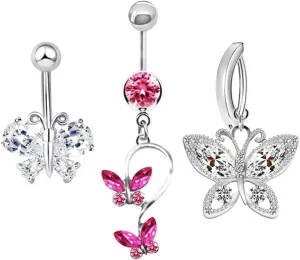 Rnivida Stainless Steel 14G Belly Button Ring Hypoallergenic Piercing Jewelry Set for Women