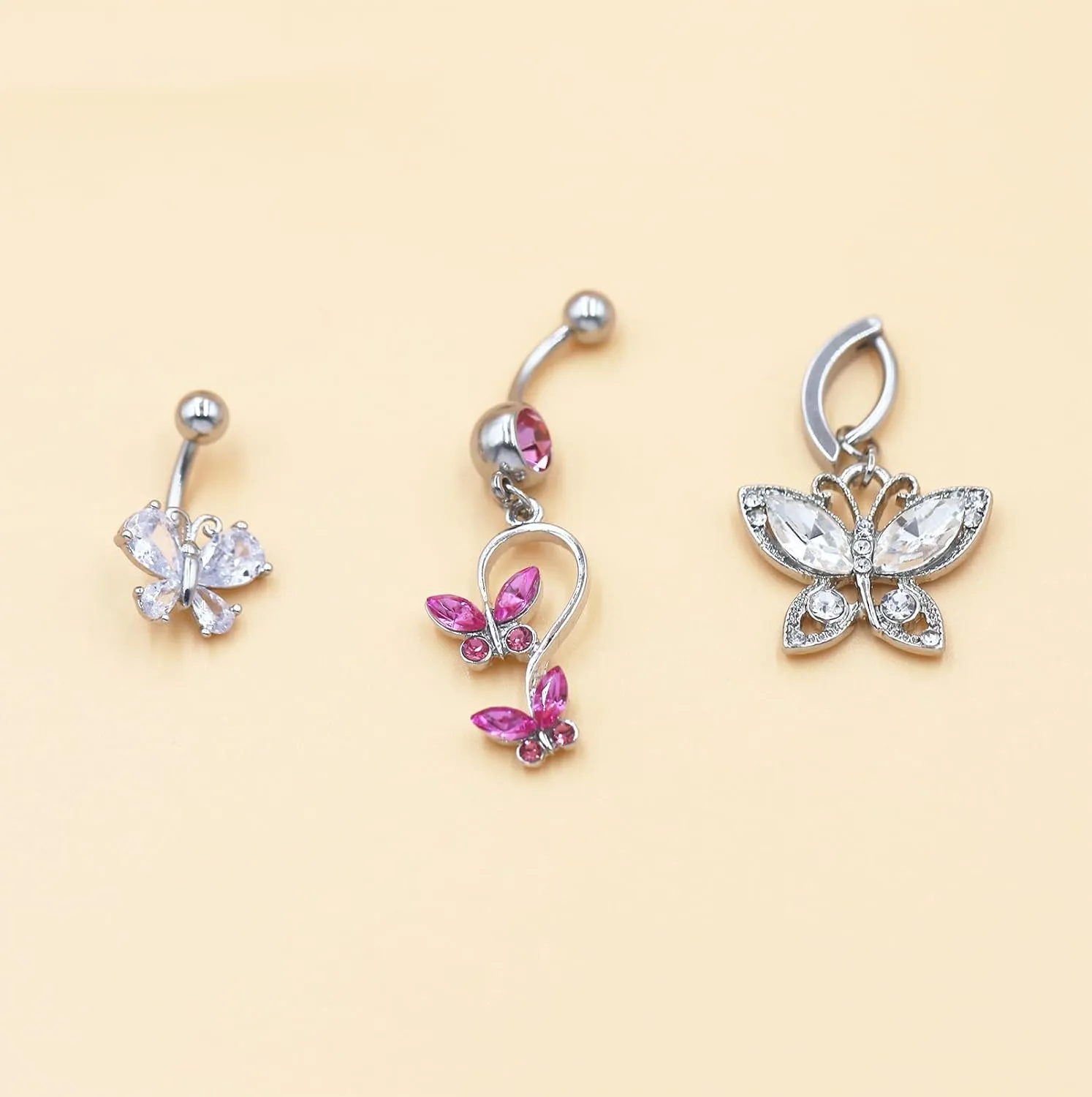 Rnivida Stainless Steel 14G Belly Button Ring Hypoallergenic Piercing Jewelry Set for Women