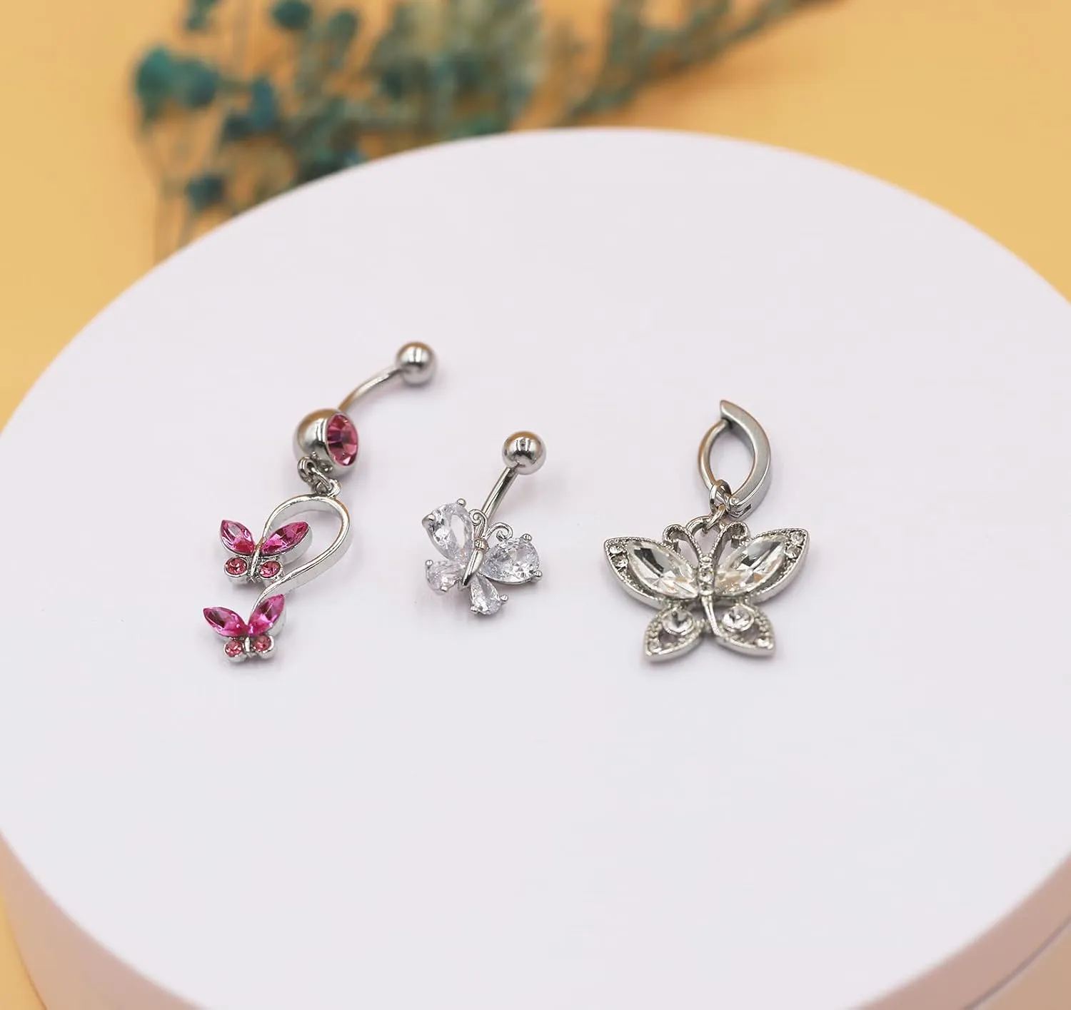 Rnivida Stainless Steel 14G Belly Button Ring Hypoallergenic Piercing Jewelry Set for Women