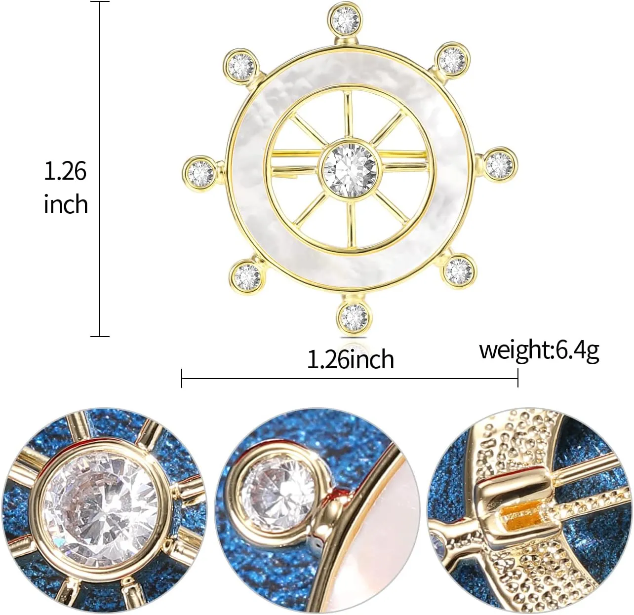 Rudder Brooch, Crystal Rudder Broches Jewelry with Austrian Crystal Women's Brooches & Pins