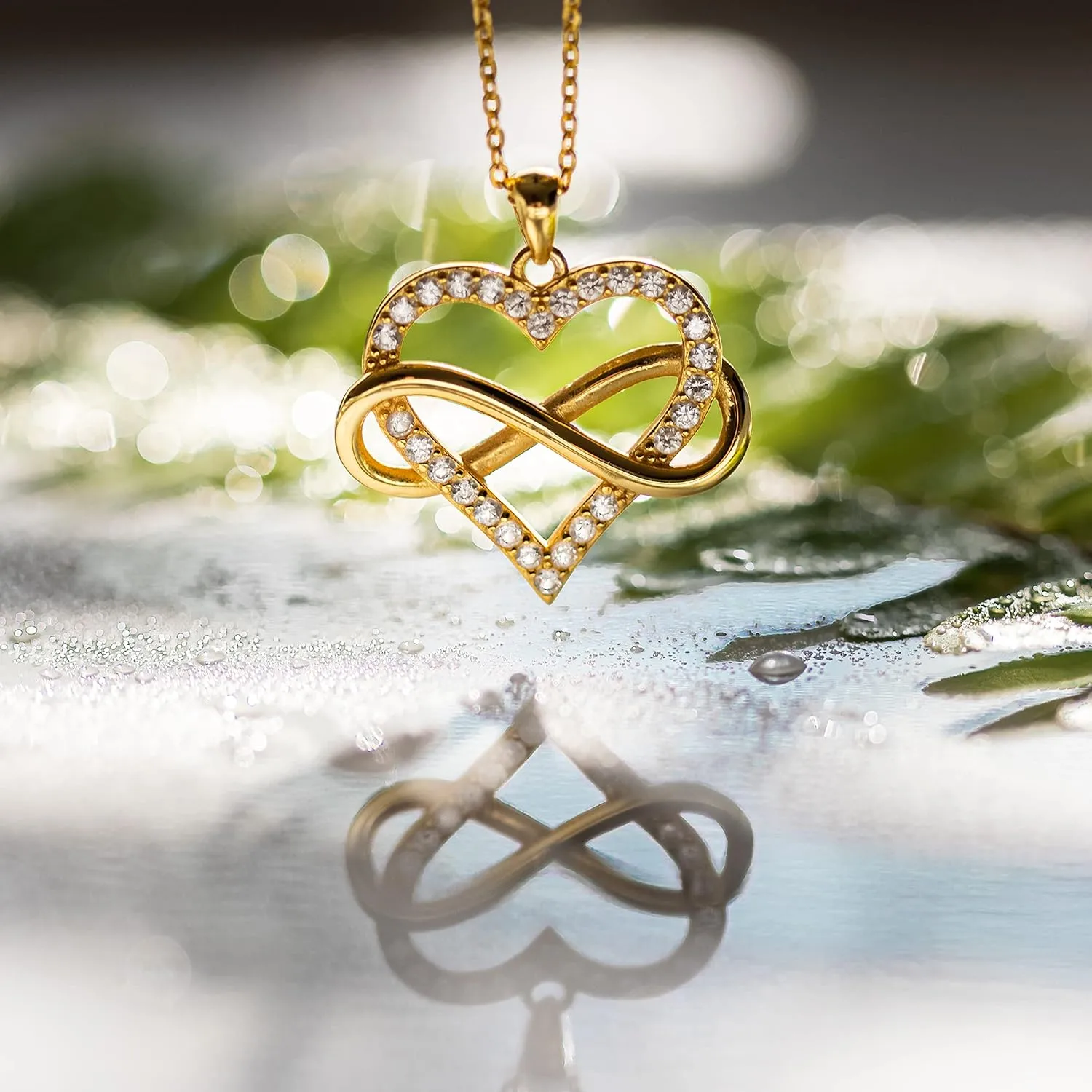 Sash & Soph Infinity Heart Necklace for Women. 925 Sterling Silver Heart Necklace for Girlfriend, Love Heart Pendant on 18" Chain with 2" Extender (Rose Gold or Gold Plated)