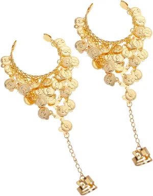 Seawhisper Belly Dance Golden/Silver Coins Necklace and Earrings Bracelets