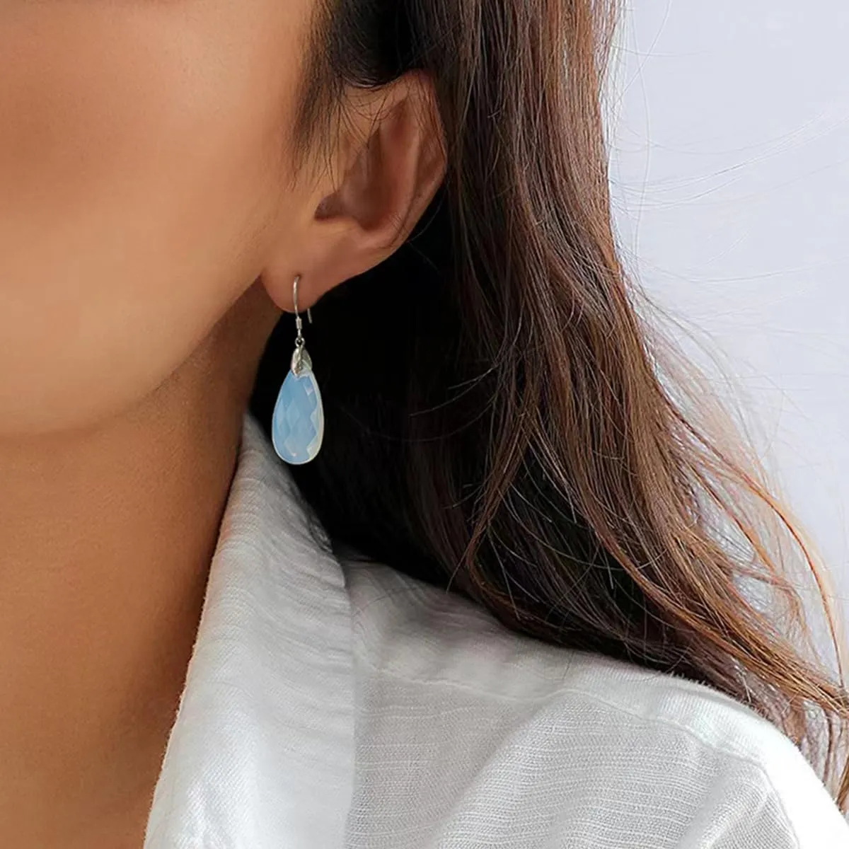 SELOVO Teardrop Fishhook Dangle Drop Earrings for Women Crystal Earring