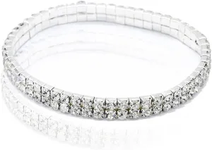 Sexy Anklets for Women Crystal Rhinestone Stretch Tennis Ankle Elastic Bracelet Gold Sliver