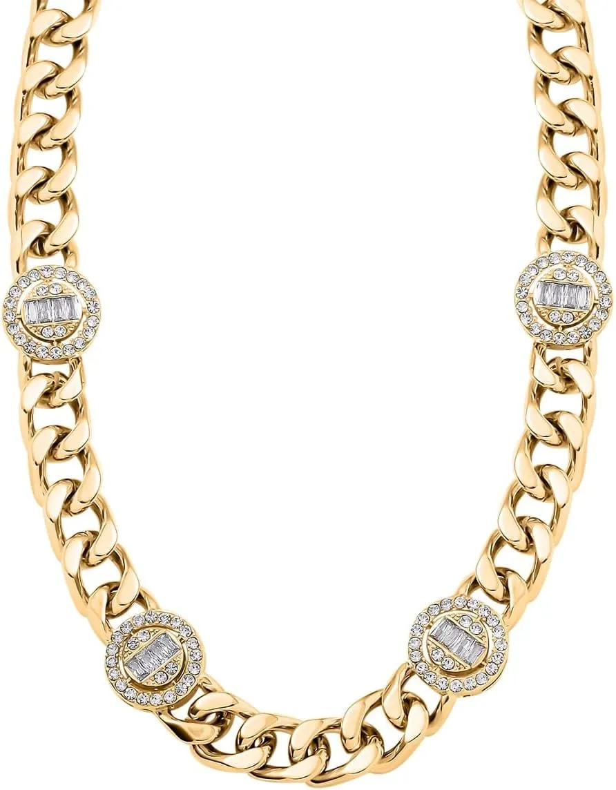 Shop LC White Crystal Curb Chain Station Necklace with Extender for Women Jewelry Size 20" Birthday Gifts for Women