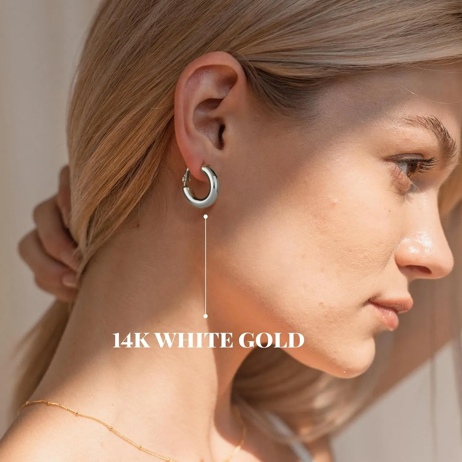 SHOWNII Chunky Gold Hoop Earrings - 14K Gold Plated Earrings for Women Hollow Tube Thick Hoops Graduation Gifts for Her