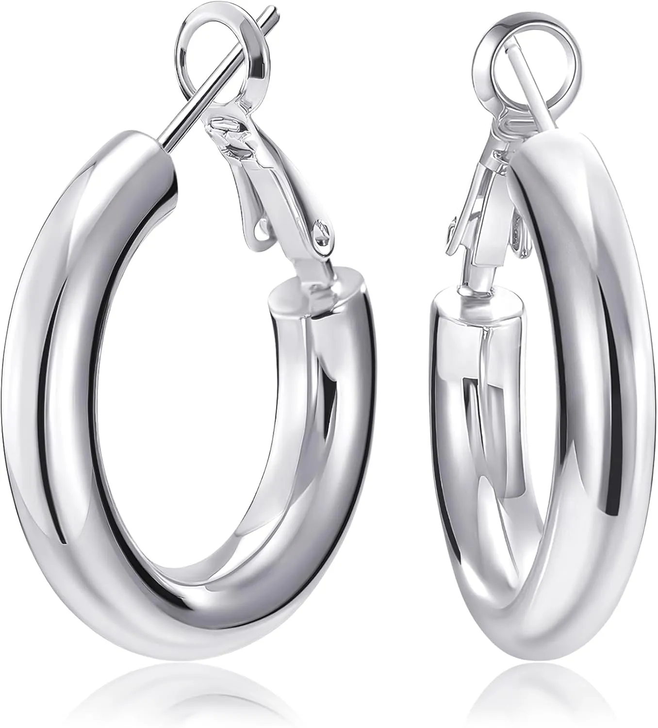 SHOWNII Chunky Gold Hoop Earrings - 14K Gold Plated Earrings for Women Hollow Tube Thick Hoops Graduation Gifts for Her