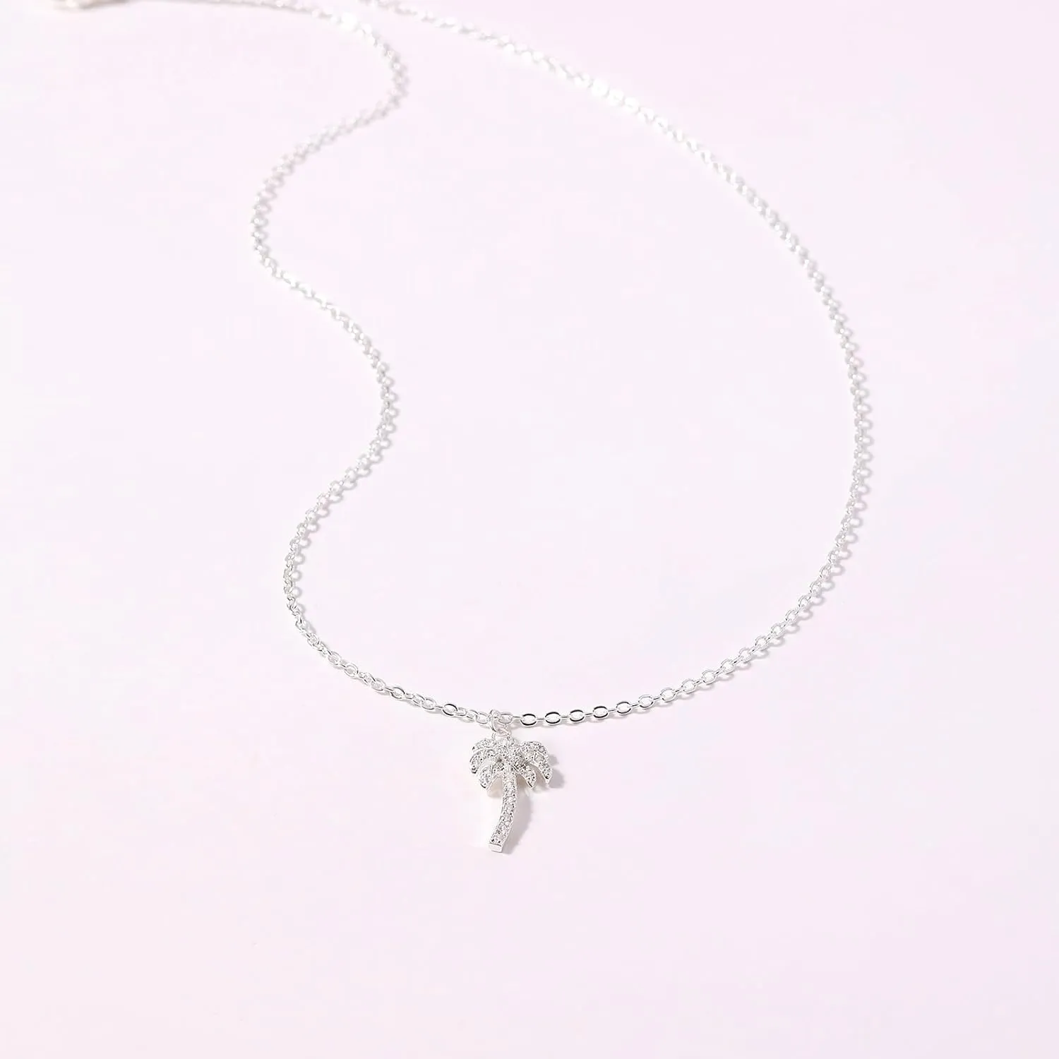 Silver Necklace for Women, 14K White Gold Plated Dainty Infinity Bead Star of David Starfish Sun Hummingbird Butterfly Flower Palm Tree Plane Sunflower Pendant Necklaces Simple Jewelry