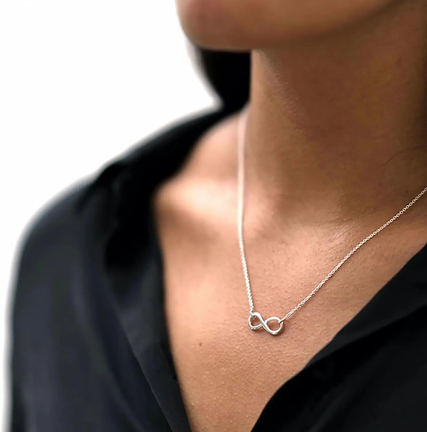 Silver Necklace for Women, 14K White Gold Plated Dainty Infinity Bead Star of David Starfish Sun Hummingbird Butterfly Flower Palm Tree Plane Sunflower Pendant Necklaces Simple Jewelry
