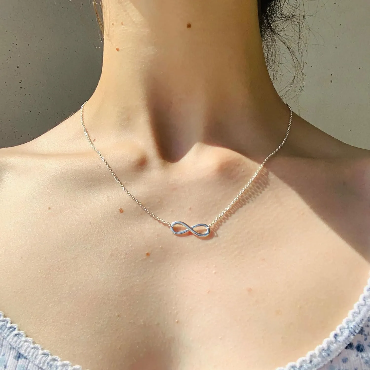 Silver Necklace for Women, 14K White Gold Plated Dainty Infinity Bead Star of David Starfish Sun Hummingbird Butterfly Flower Palm Tree Plane Sunflower Pendant Necklaces Simple Jewelry