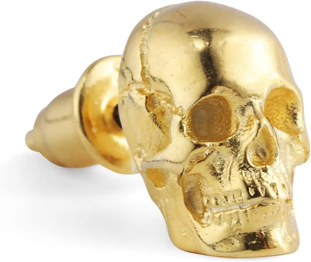 Skull Stud Earring 925 Sterling Silver Handcrafted Gothic Rock Punk Diablo Biker Retro [Standard 60069]