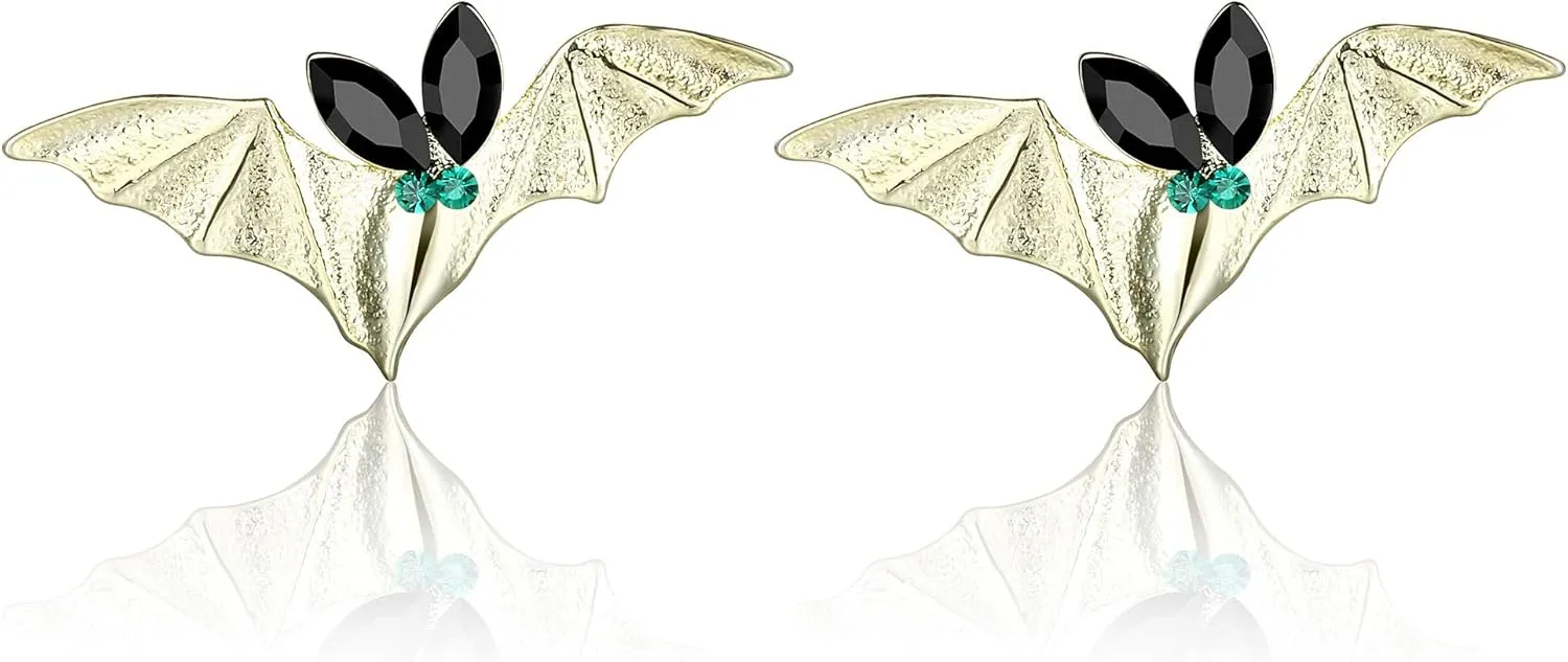 Sllaiss Halloween Element Crystal Earrings for Women Men Austria crystal Ghost Spider Bat Earrings Stainless Steel Stud Earrings Halloween Party Jewelry