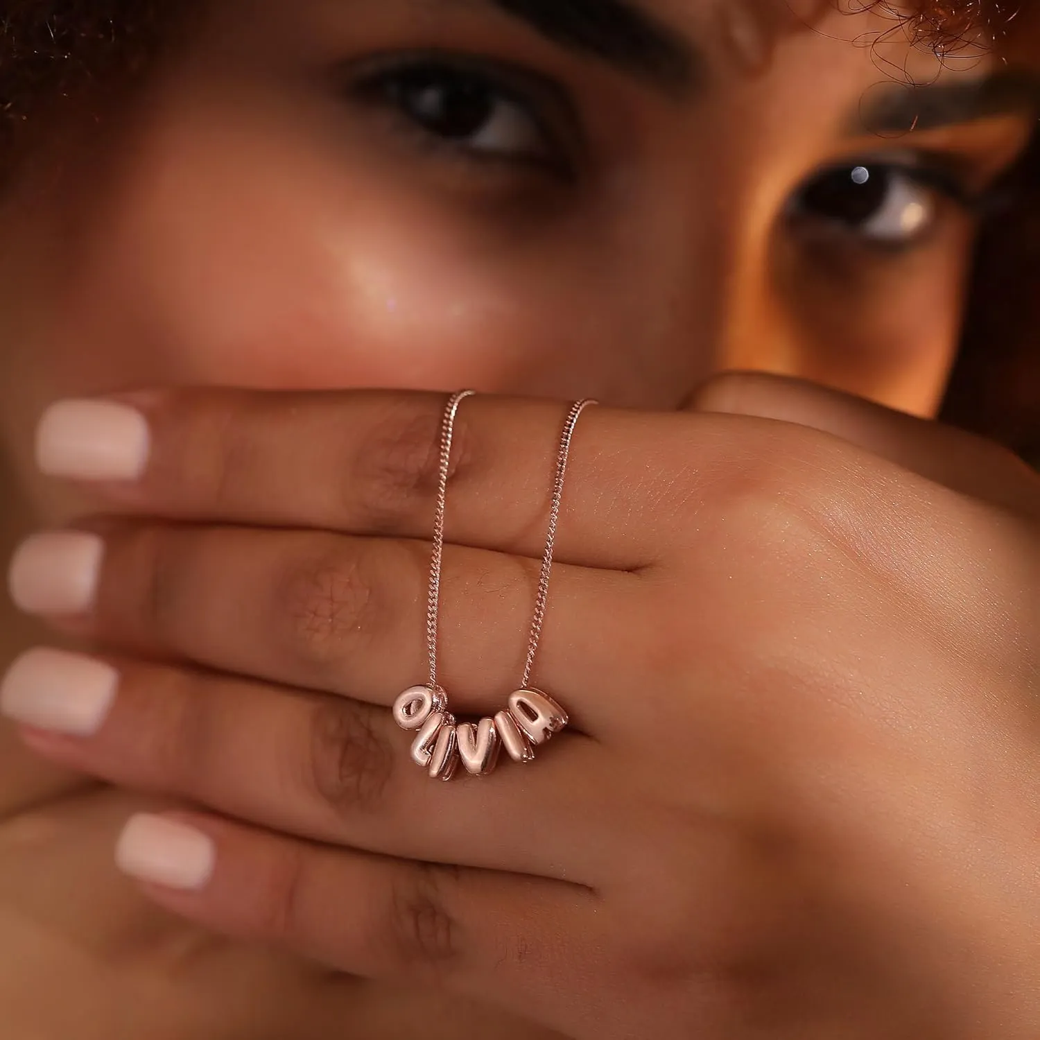 SLOONG Custom Name Beads Necklace for Women, 3D Letter Pendant 18K Gold Plated Dainty Initial Personalized Necklaces Gift for Mom Mother Girlfriend Initial Alphabet A-Z