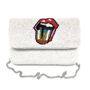 Small Rainbow Tongue Beaded Clutch Purse
