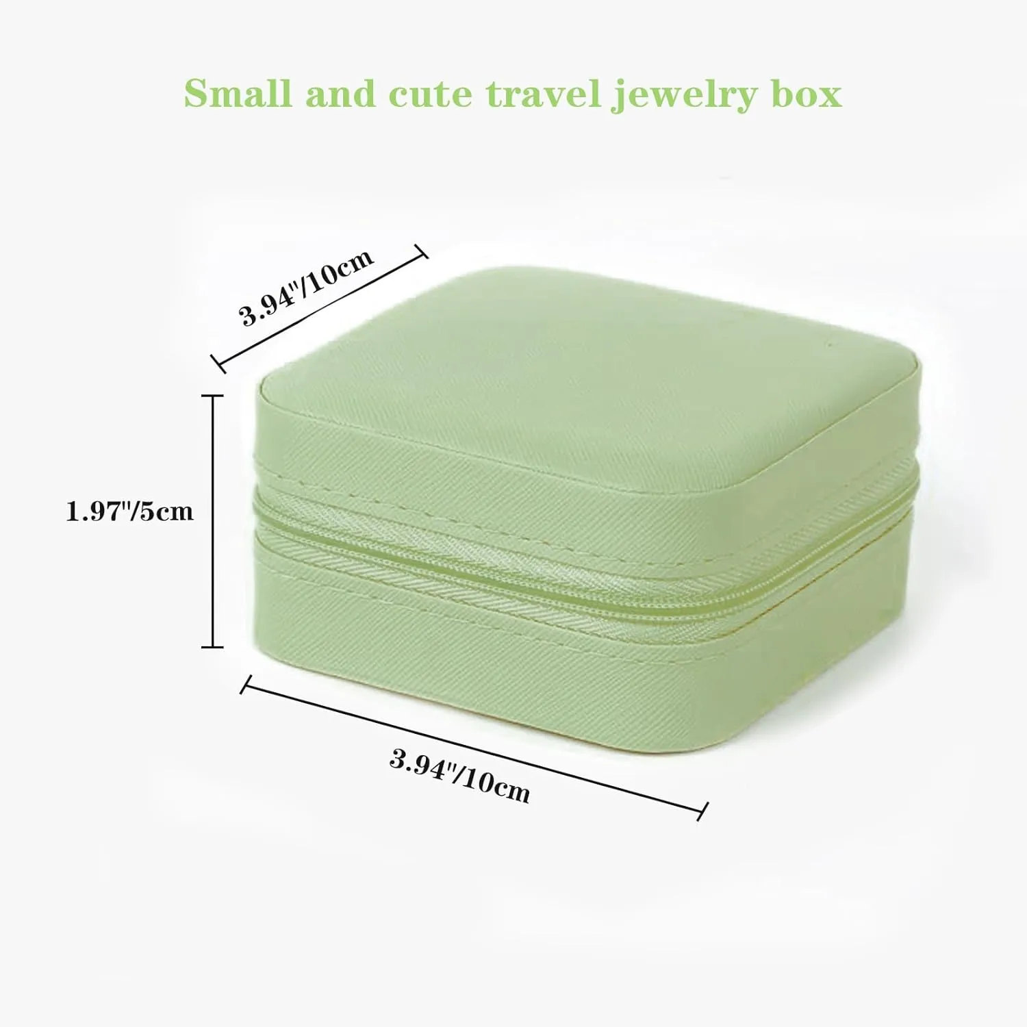 Small Travel Jewelry Box,Portable PU Leather Mini Jewelry Travel Display Organizer Storage Case for Girls Womens Earring,Rings,Necklaces,Bracelets (Light Green)