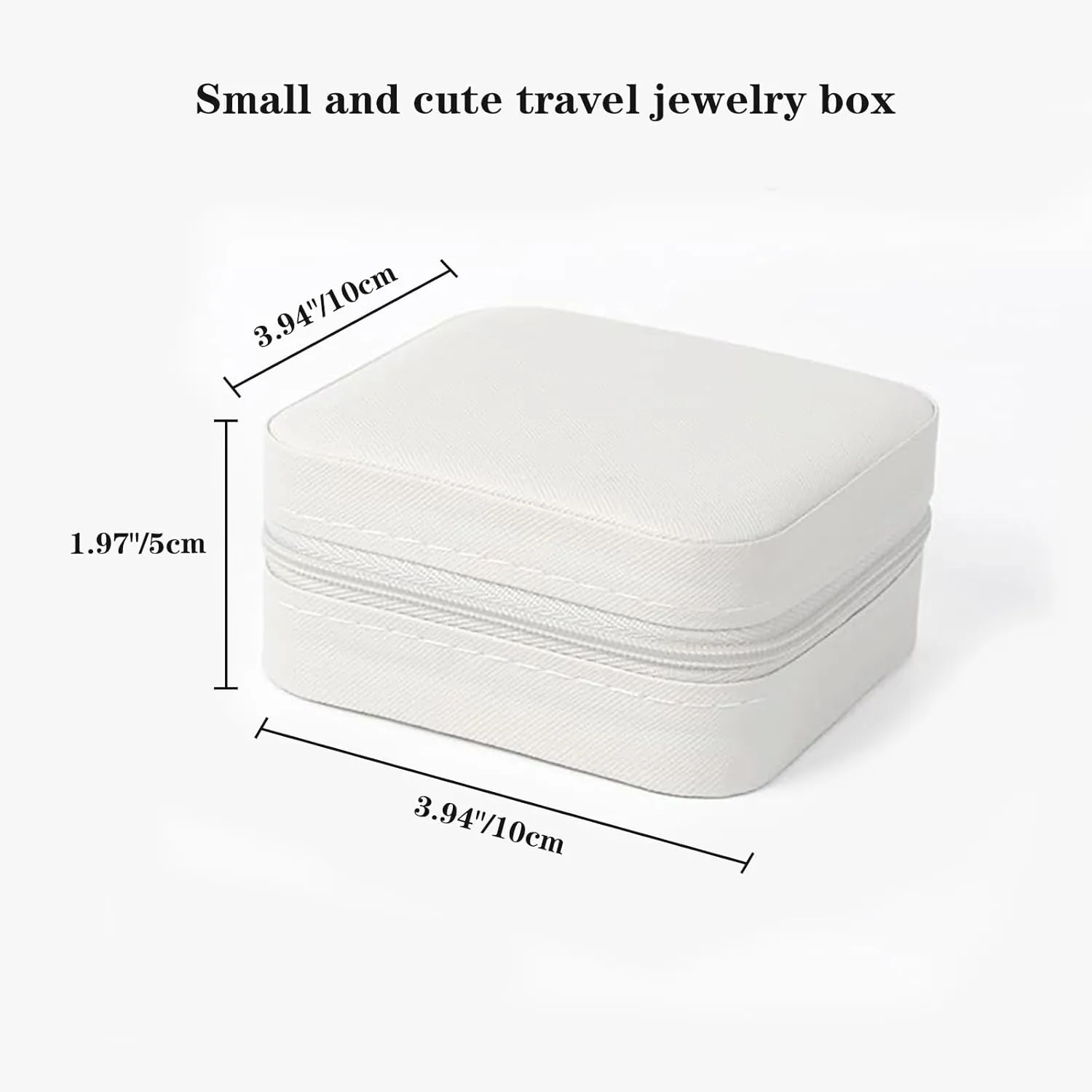 Small Travel Jewelry Box,Portable PU Leather Mini Jewelry Travel Display Organizer Storage Case for Girls Womens Earring,Rings,Necklaces,Bracelets (White)