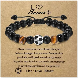Soccer Gifts for Boys 8-12, Soccer Bracelets for Boys, Soccer Birthday Gift for Teen Boys, Boy's Soccer Gifts for Son Grandson Nephew