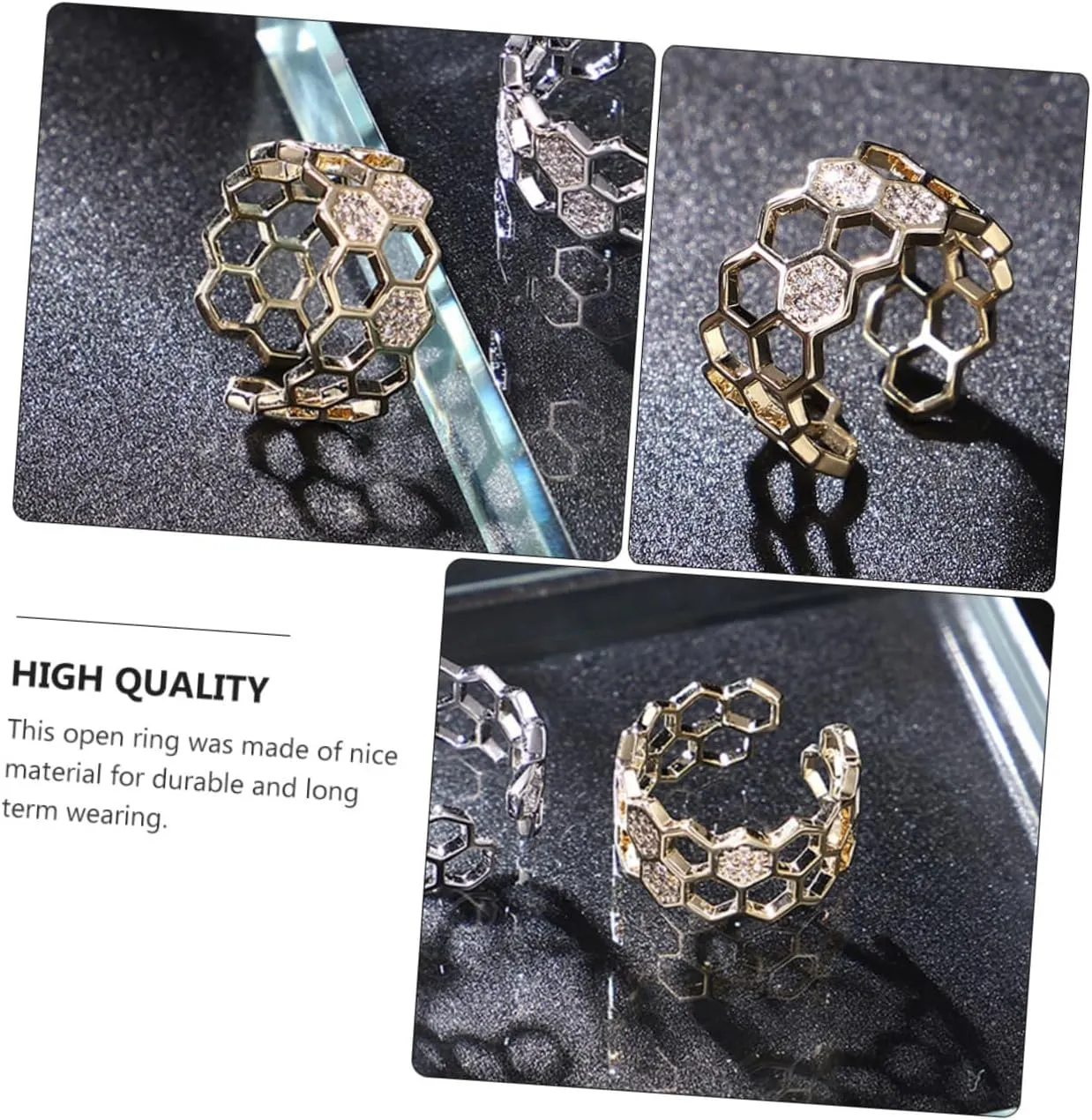 SOIMISS 2 pcs geometric split ring elegant earrings diamond earings gold plated rings Fingers Joint Tail Ring