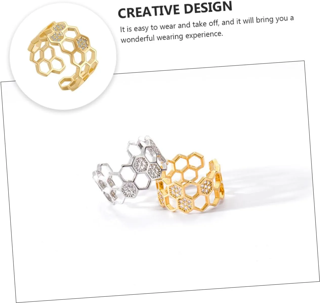 SOIMISS 2 pcs geometric split ring elegant earrings diamond earings gold plated rings Fingers Joint Tail Ring