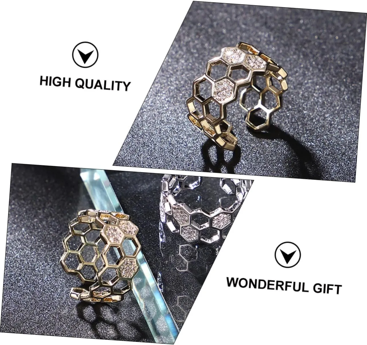 SOIMISS 2 pcs geometric split ring elegant earrings diamond earings gold plated rings Fingers Joint Tail Ring
