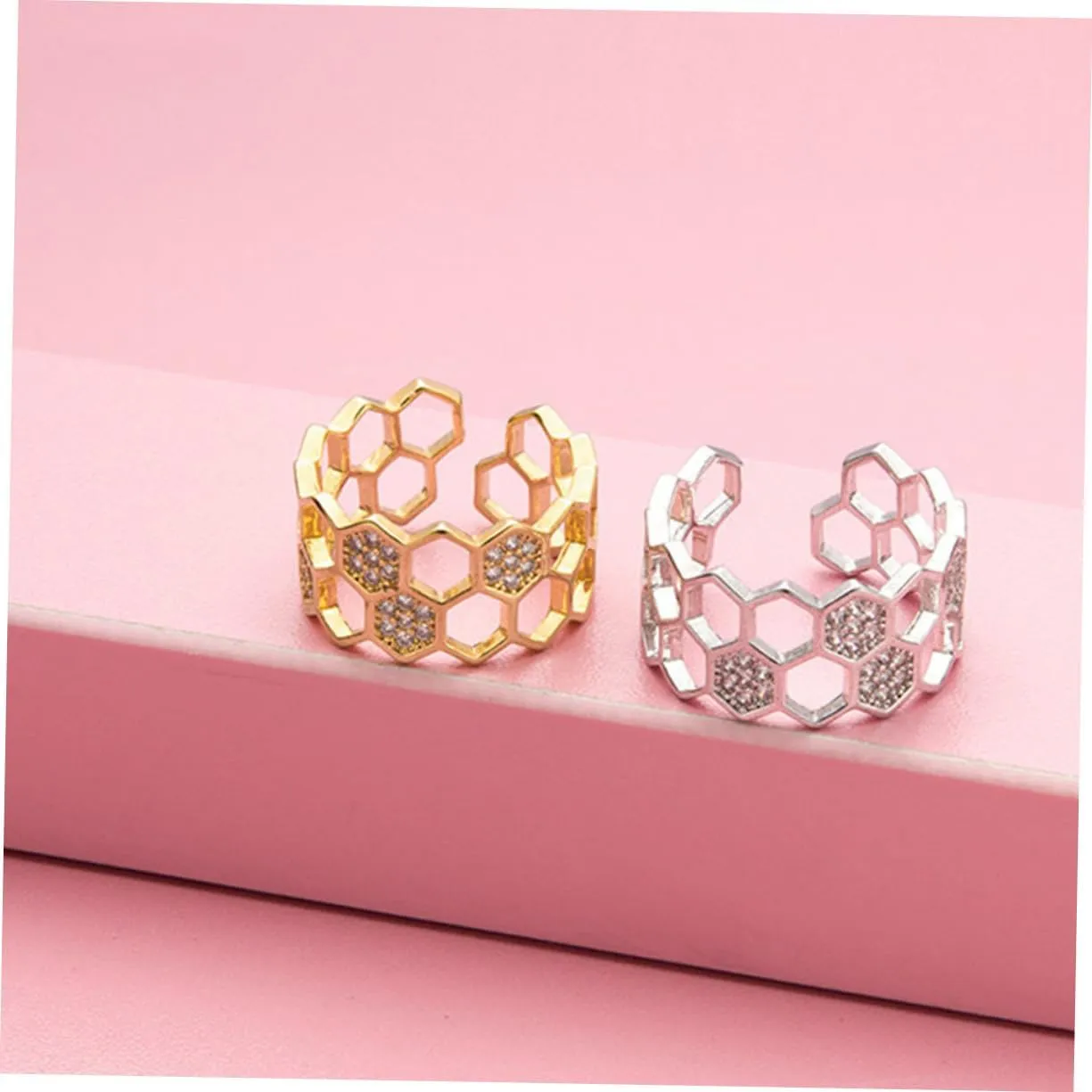 SOIMISS 2 pcs geometric split ring elegant earrings diamond earings gold plated rings Fingers Joint Tail Ring