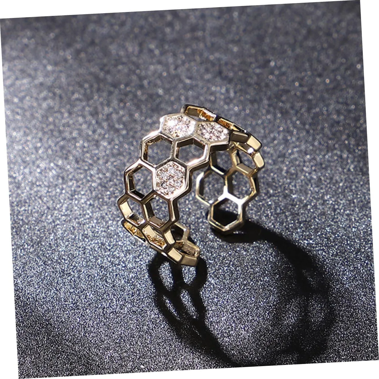 SOIMISS 2 pcs geometric split ring elegant earrings diamond earings gold plated rings Fingers Joint Tail Ring