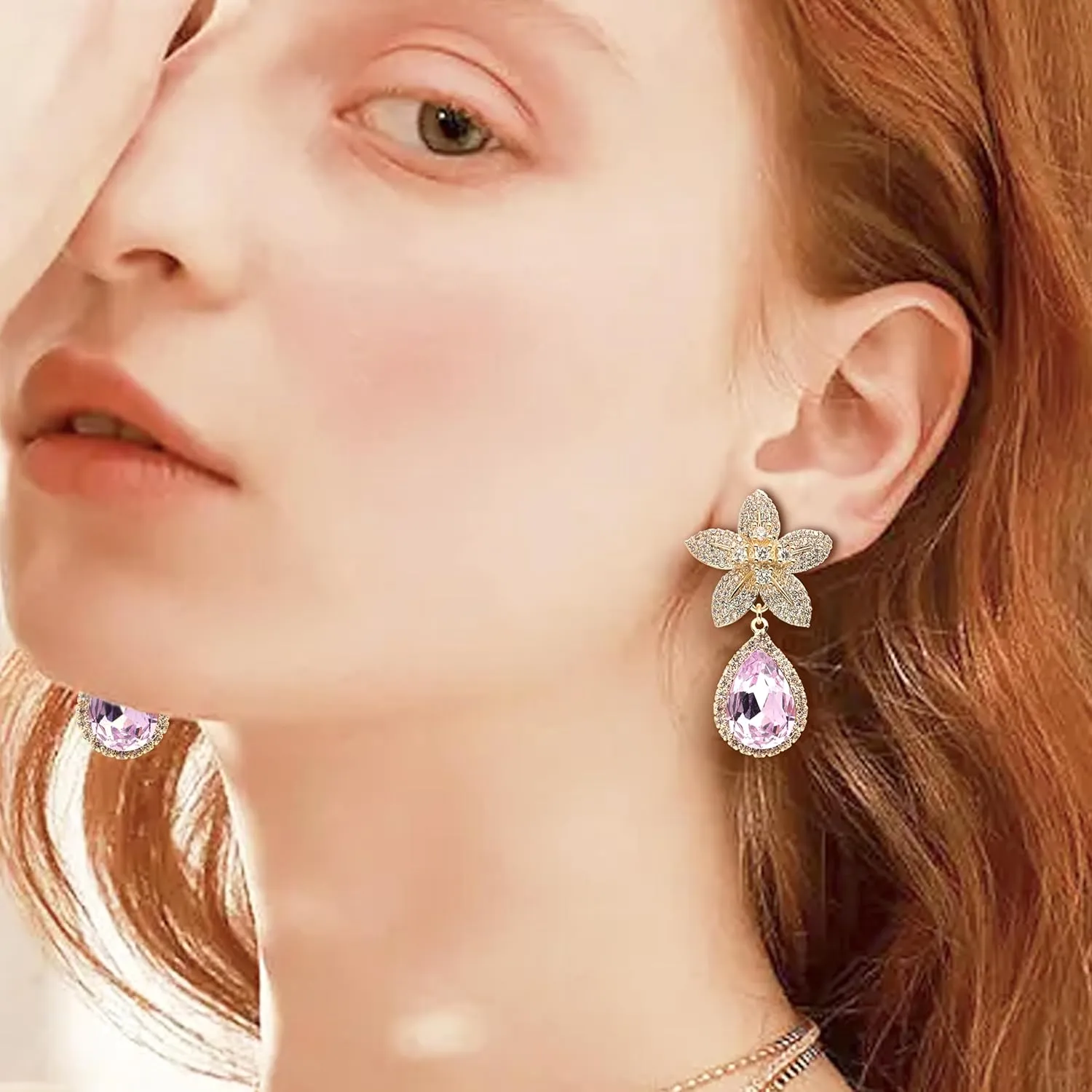 Sonateomber Small Hoop Dangle Earrings for Women, Trendy Dainty Rhinestone CZ Dangling Prom Wedding Leaf Flower Snowflake Butterfly Starfish Fashion Jewelry Gift