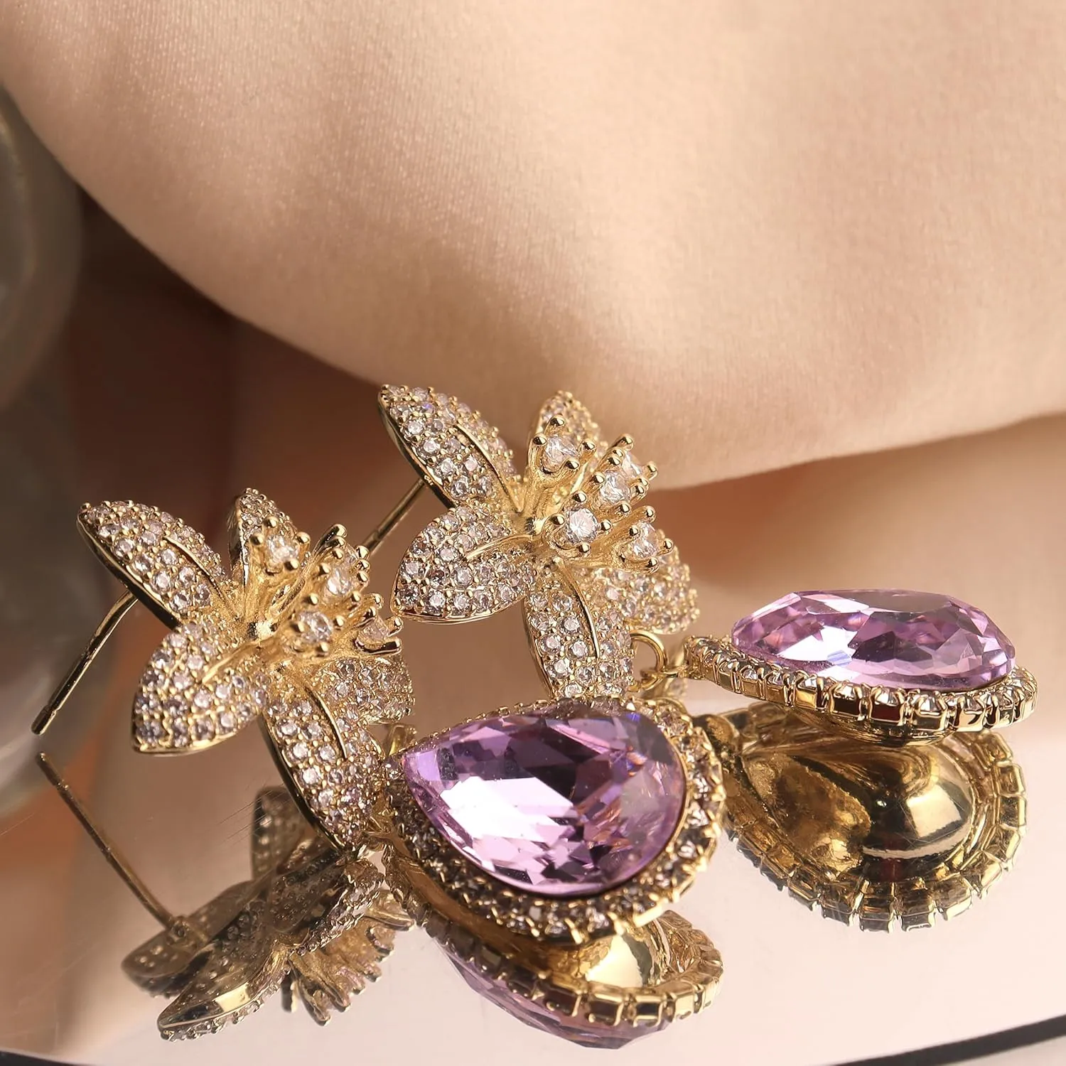 Sonateomber Small Hoop Dangle Earrings for Women, Trendy Dainty Rhinestone CZ Dangling Prom Wedding Leaf Flower Snowflake Butterfly Starfish Fashion Jewelry Gift