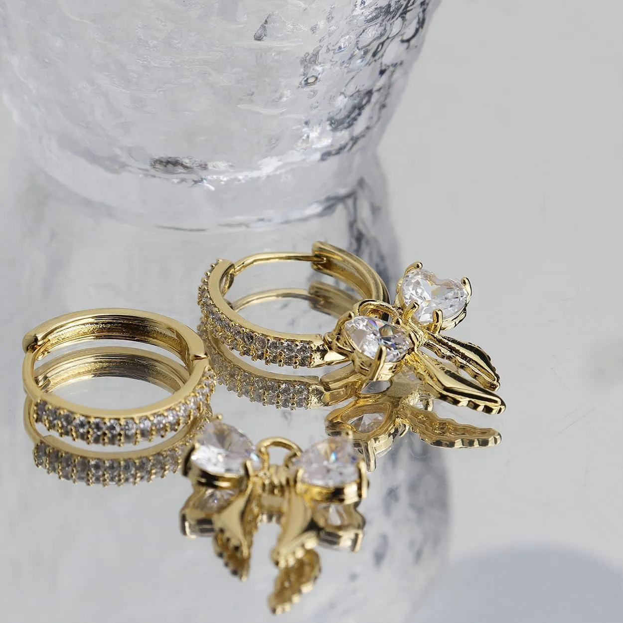 Sonateomber Small Hoop Dangle Earrings for Women, Trendy Dainty Rhinestone CZ Dangling Prom Wedding Leaf Flower Snowflake Butterfly Starfish Fashion Jewelry Gift