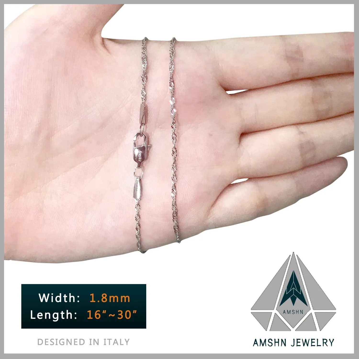 Stainless Steel Chain Necklace Silver for Men Women 16" - 30"